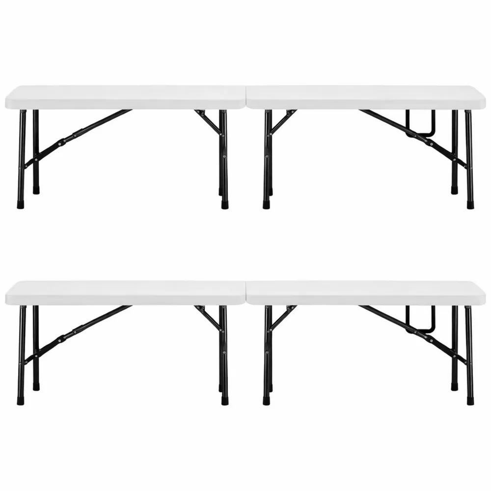 Set 2 Panchine Pieghevoli per Campeggio e Giardino, 8 Posti, 183x28x44cm