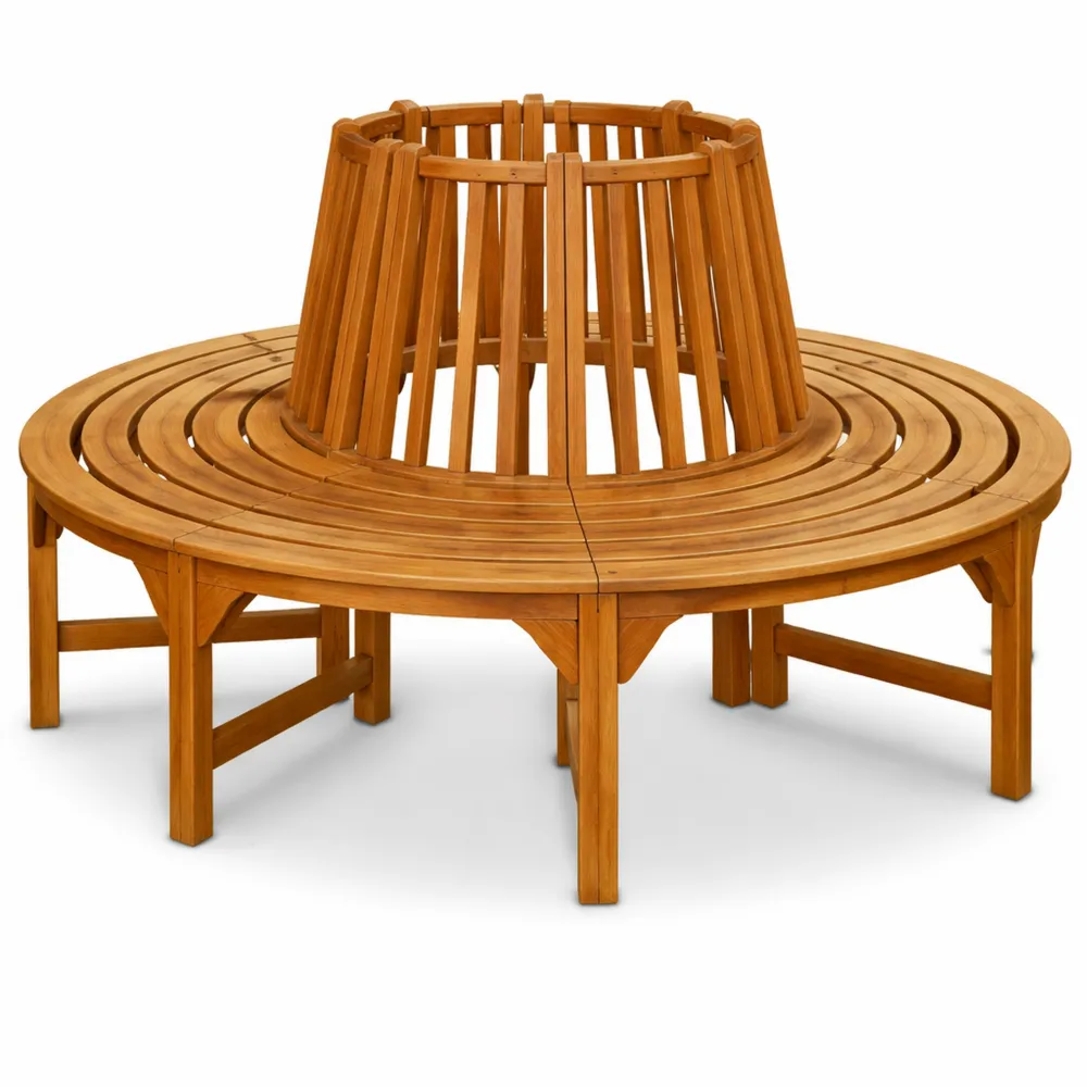 Panchina da Giardino in Legno di Eucalipto Resistente per Esterno Ø 190 cm