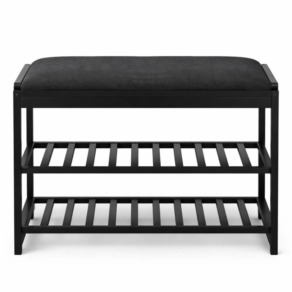 Panca portascarpe in bambù con vano portaoggetti e seduta imbottita