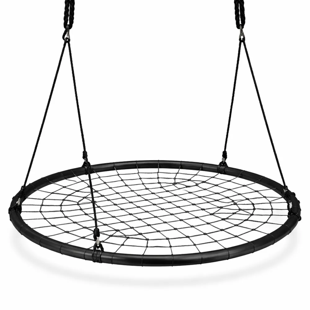 Altalena da Giardino Regolabile per Bambini e Adulti, Ø 120 cm, Portata 150 kg, Colore Nero