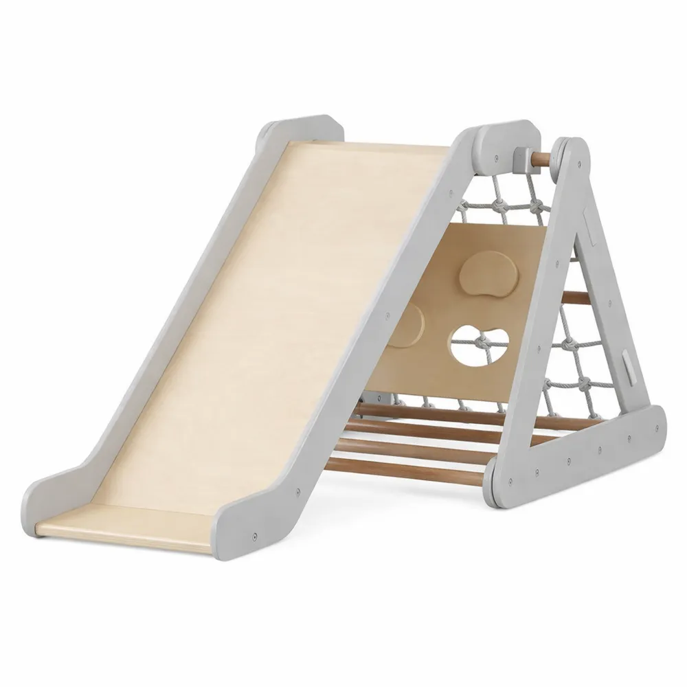 Scala di Arrampicata per Bambini con Rete e Scivolo in Legno