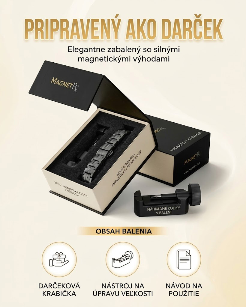 🧲 MagnetRX® Prémiový titánový magnetický terapeutický náramok pre mužov | 5 magnetov EllipseMAX, 5 000 Gaussov | Patentovaný dizajn z USA 🇺🇸 | Nastaviteľná dĺžka