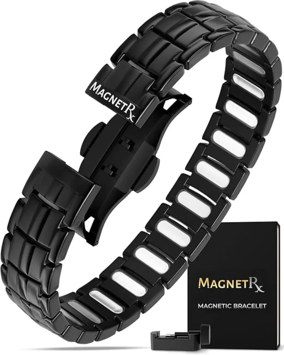 🧲 MagnetRX® Prémiový titánový magnetický terapeutický náramok pre mužov | 5 magnetov EllipseMAX, 5 000 Gaussov | Patentovaný dizajn z USA 🇺🇸 | Nastaviteľná dĺžka