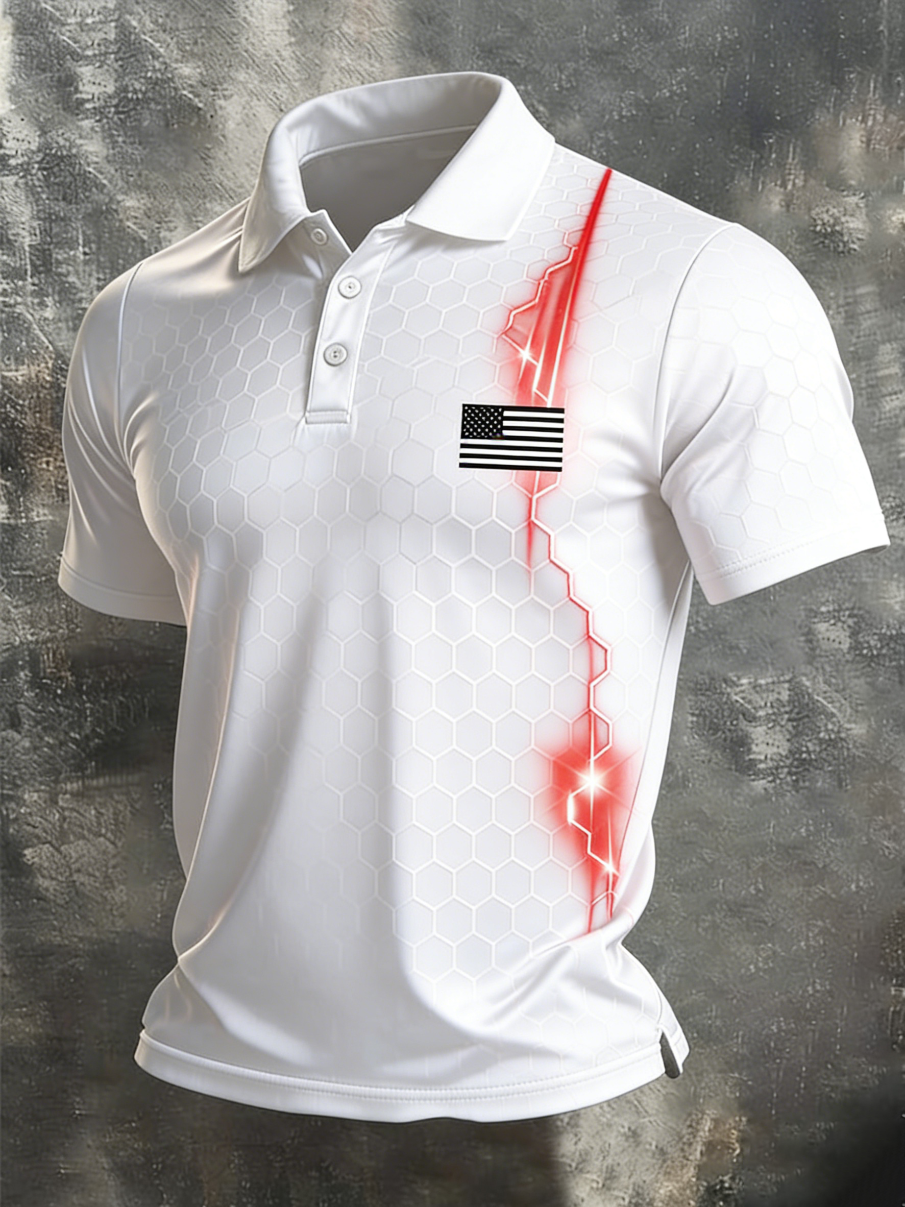 Men's Retro Patriot Color Block Polo Collar Short Sleeve