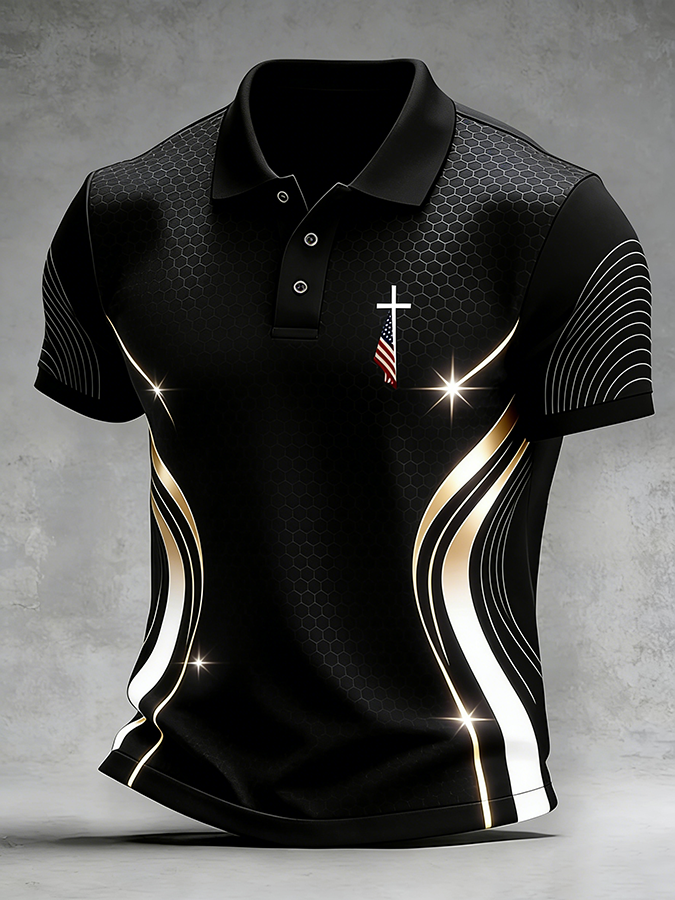 Men's Casual Faith Print Polo Shirt