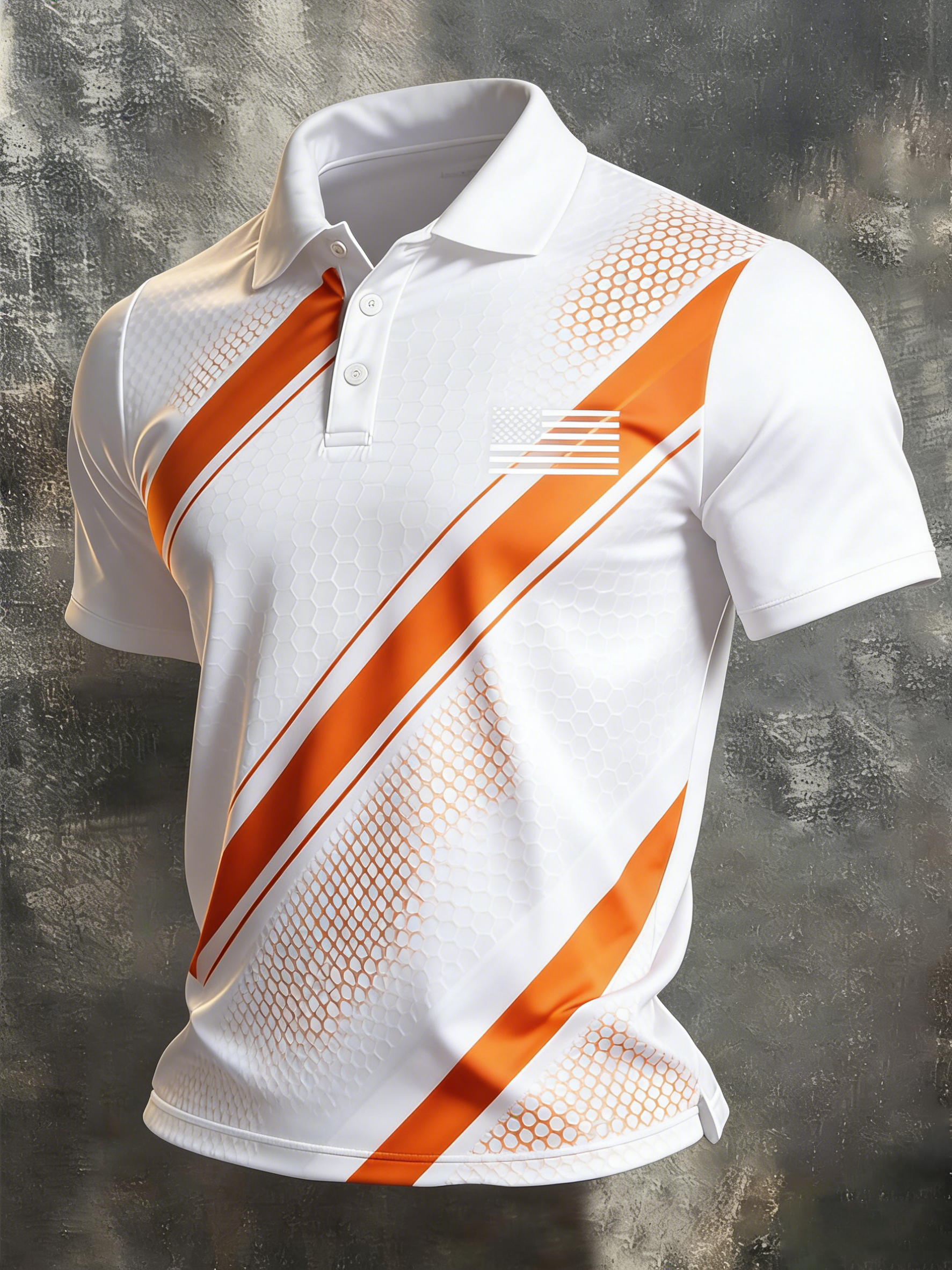 Men's Retro Patriot Color Block Polo Collar Short Sleeve