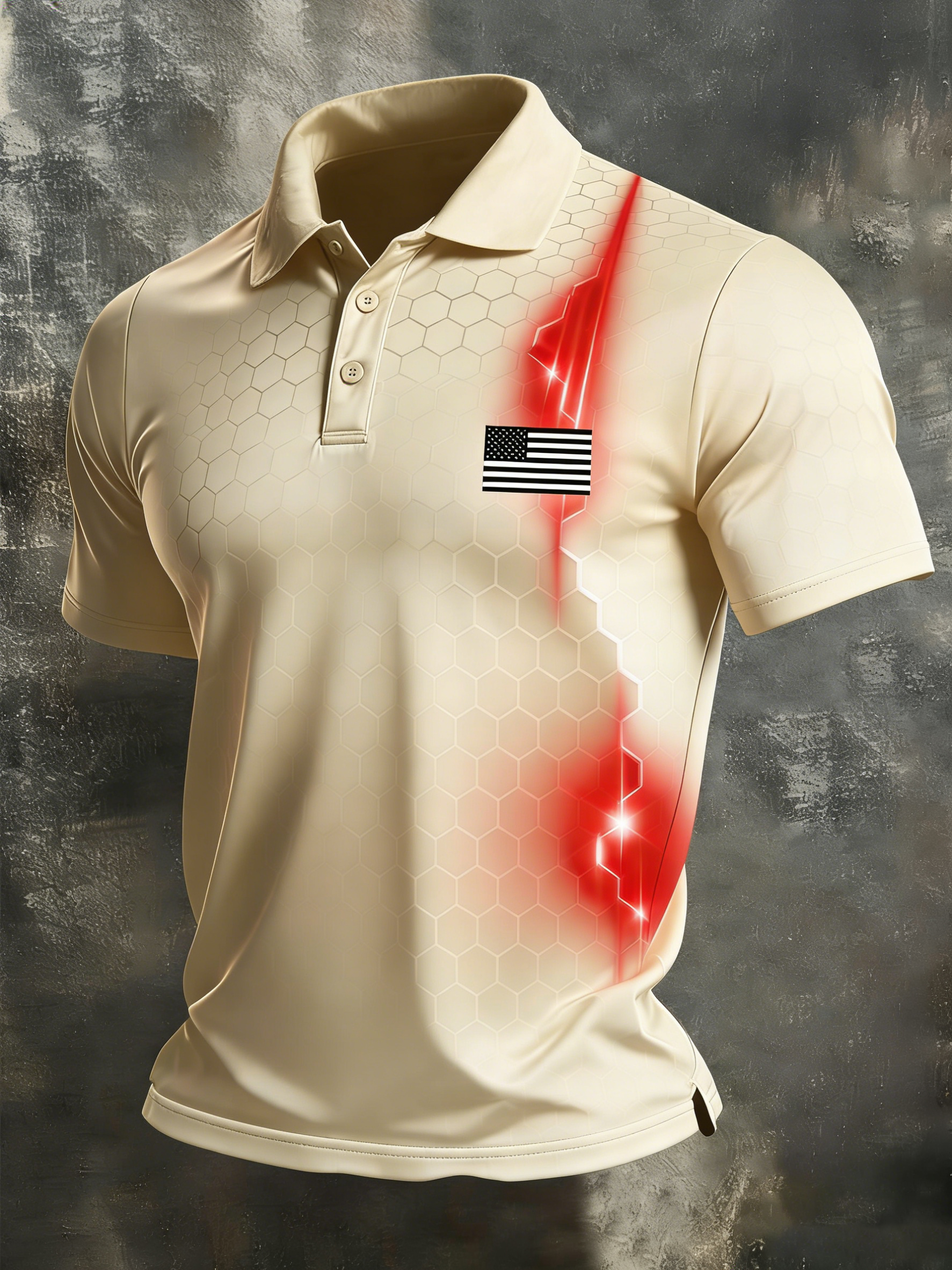 Men's Retro Patriot Color Block Polo Collar Short Sleeve
