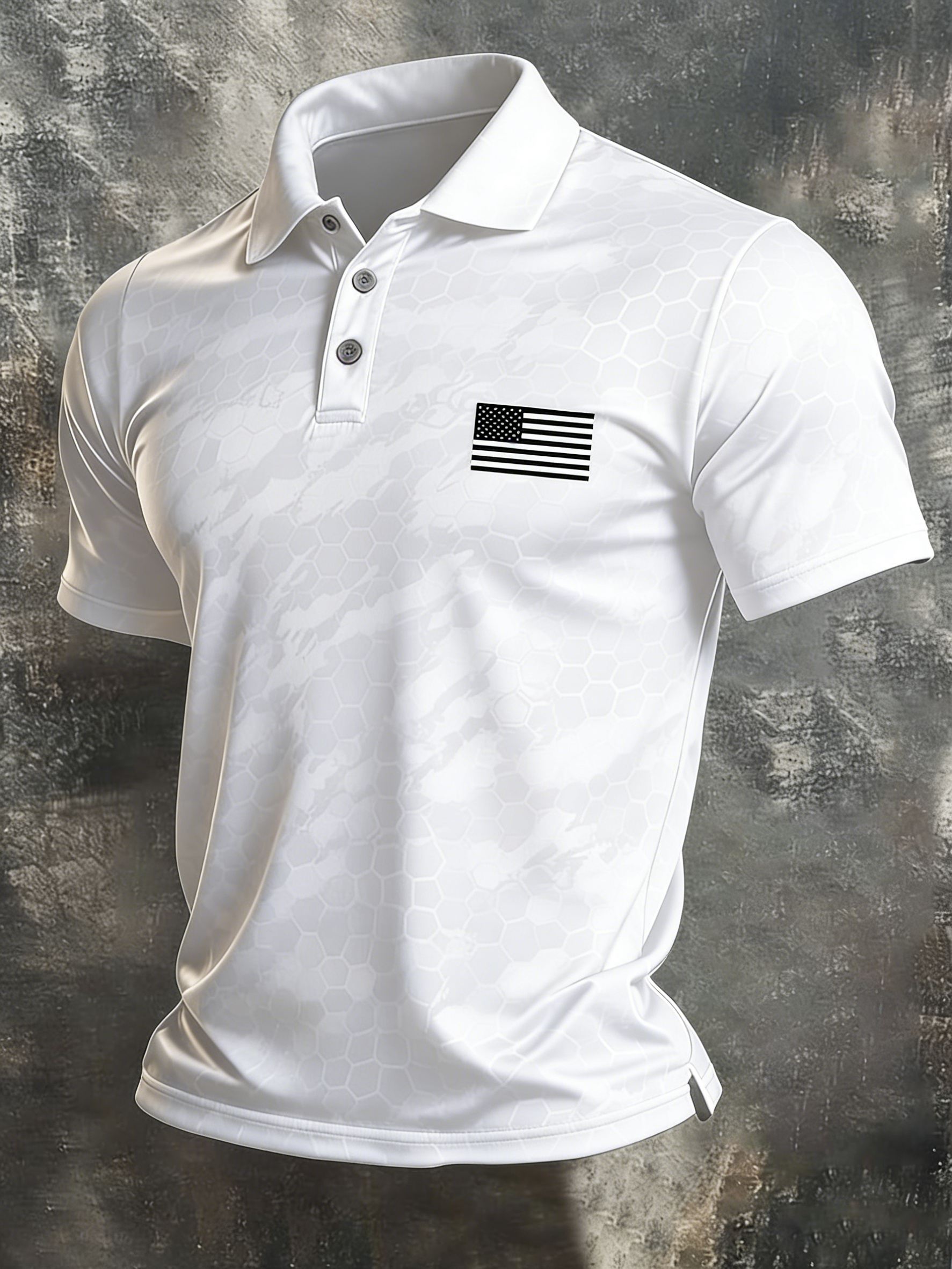 Men's Retro Patriotic Color-Block Short-Sleeve Polo Shirt