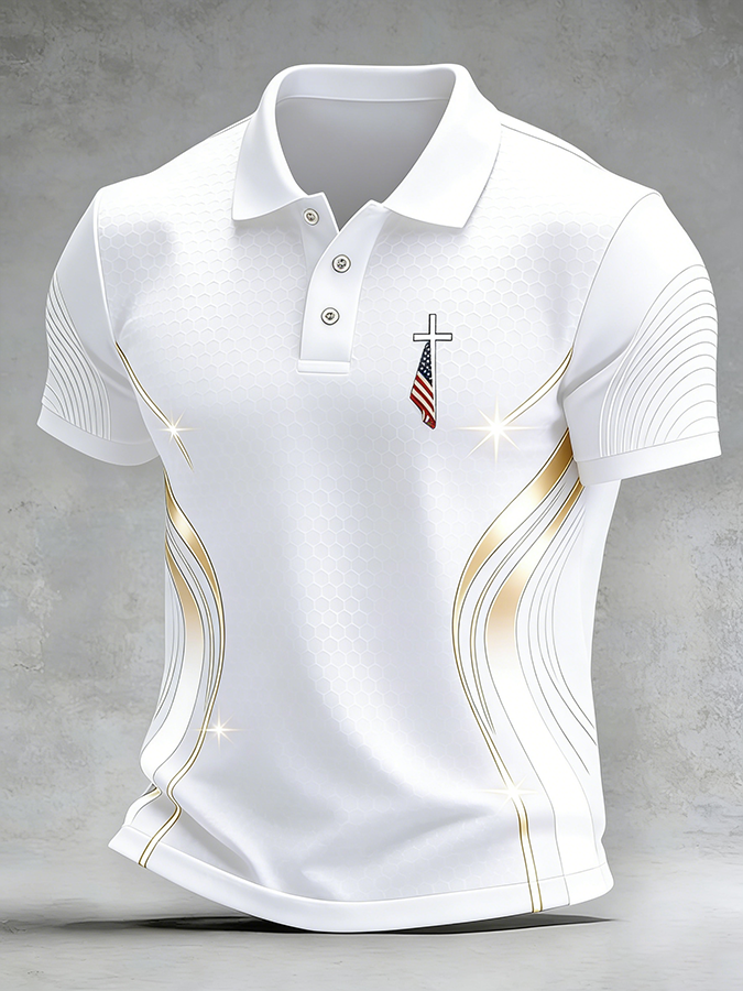 Men's Casual Faith Print Polo Shirt