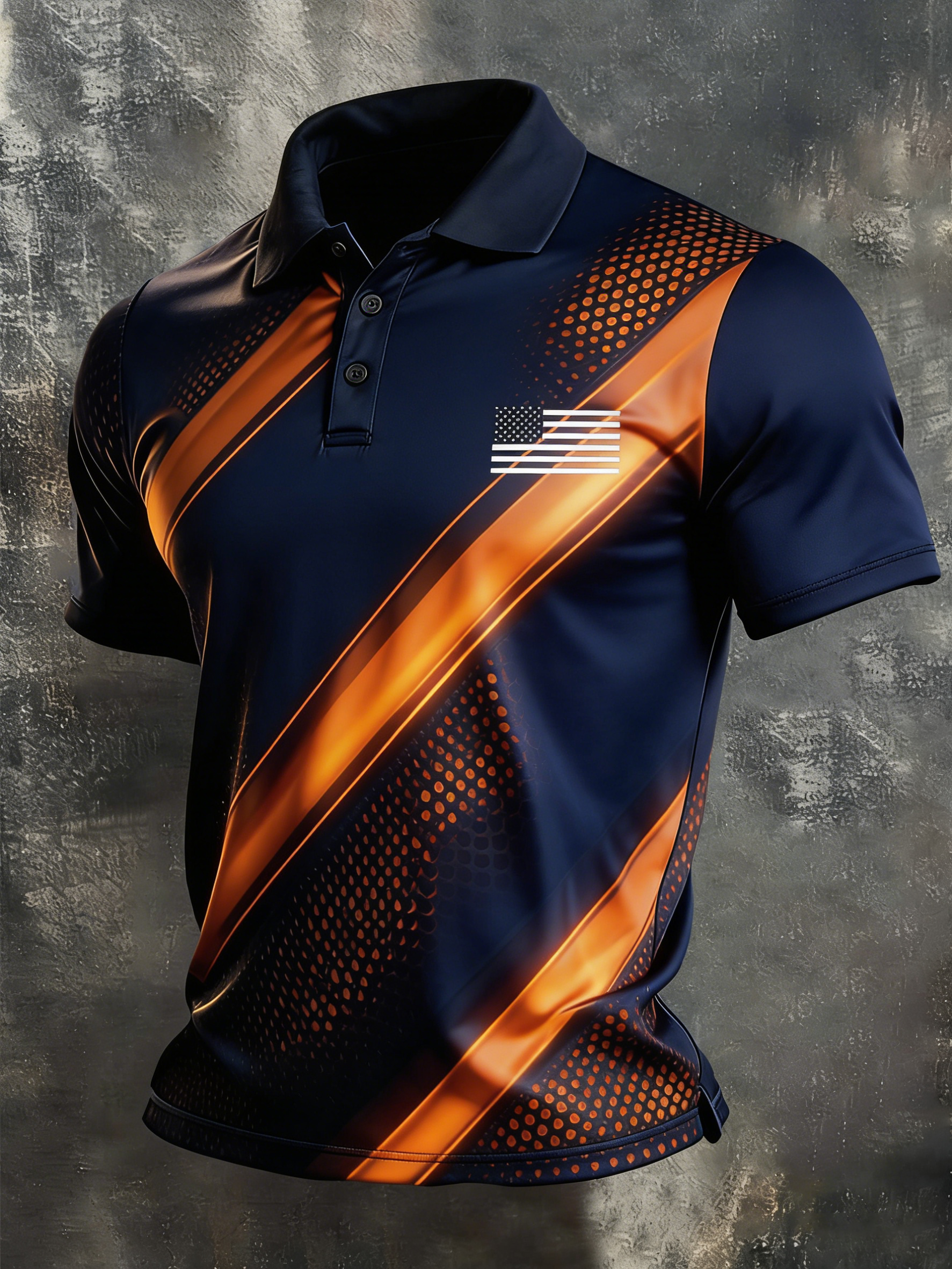 Men's Retro Patriot Color Block Polo Collar Short Sleeve