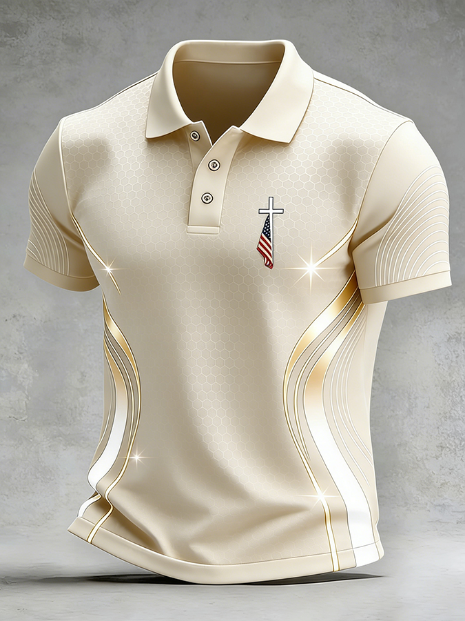 Men's Casual Faith Print Polo Shirt