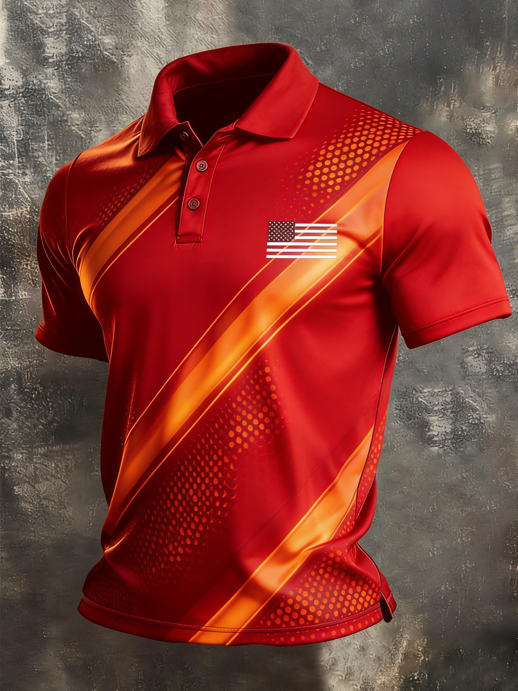 Men's Retro Patriot Color Block Polo Collar Short Sleeve