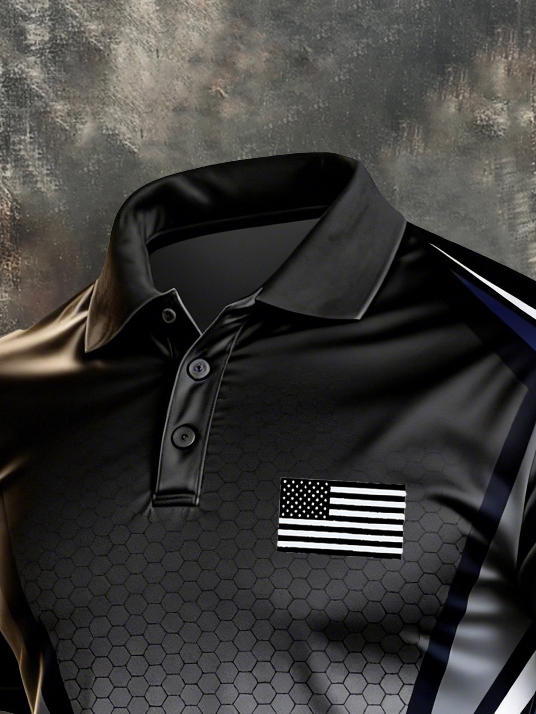 Men's Retro Patriot Color Block Polo Collar Short Sleeve