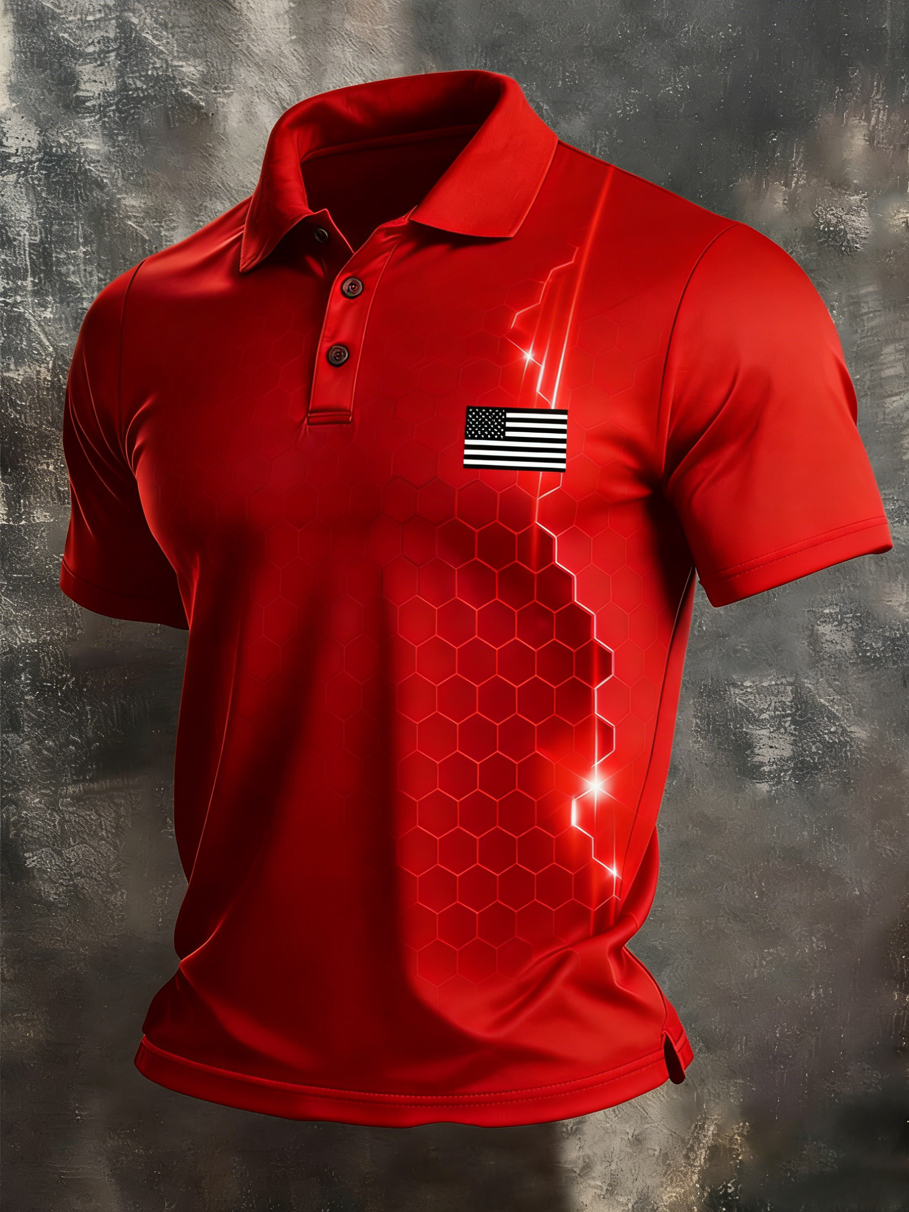Men's Retro Patriot Color Block Polo Collar Short Sleeve