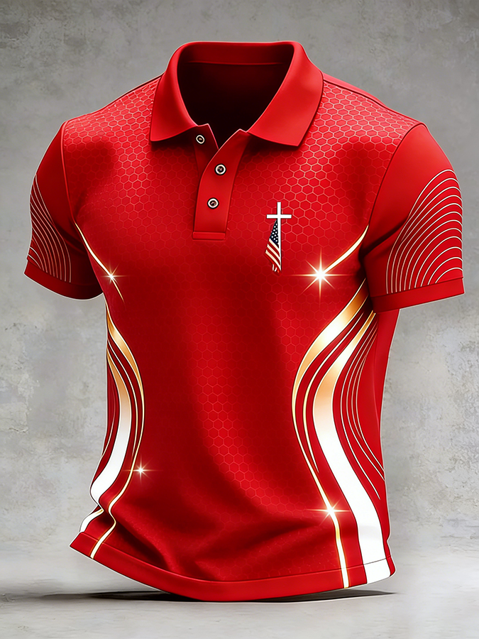 Men's Casual Faith Print Polo Shirt