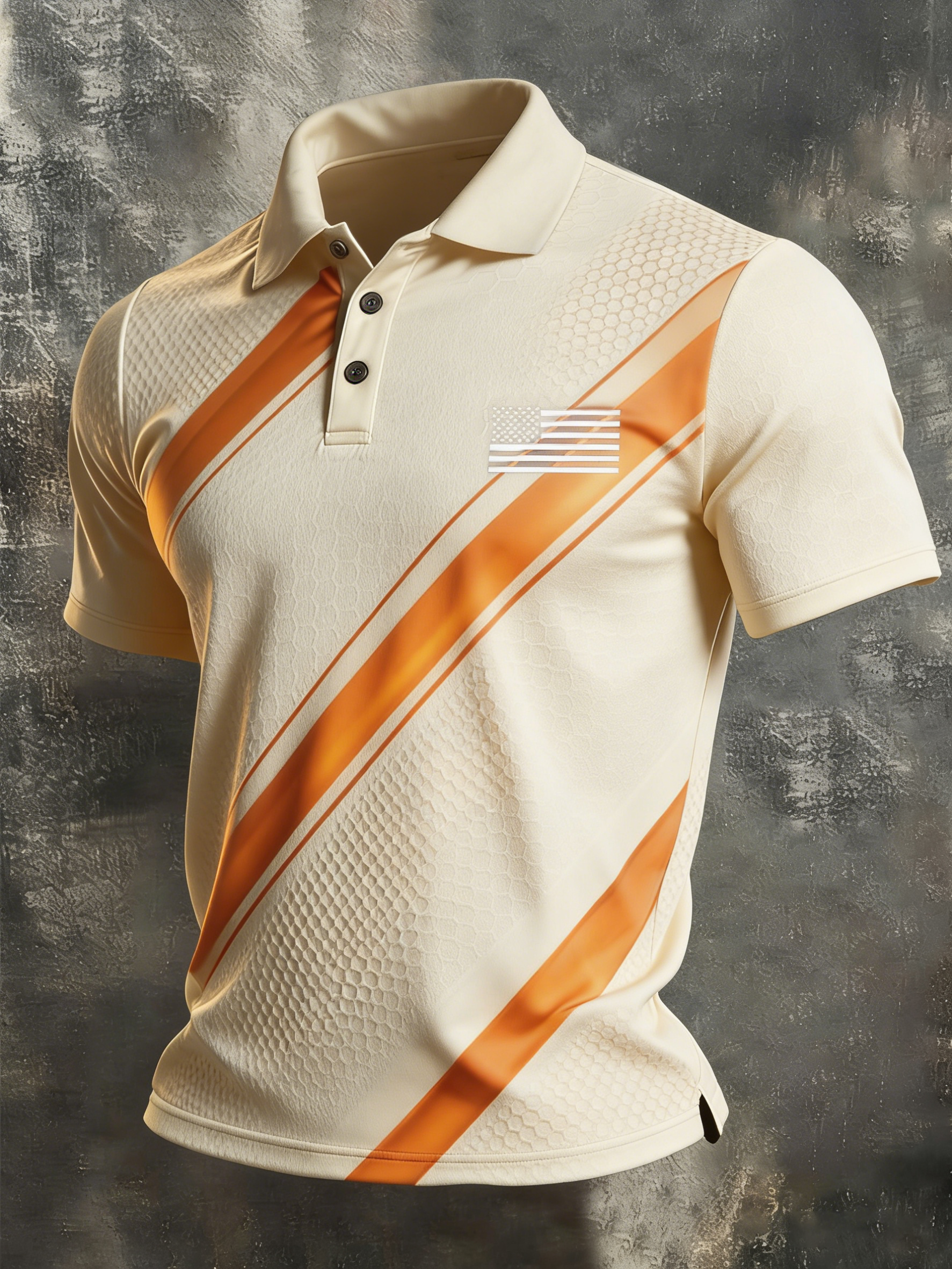 Men's Retro Patriot Color Block Polo Collar Short Sleeve