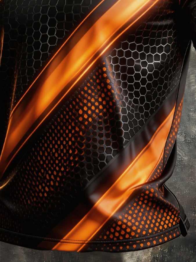 Men's Retro Patriot Color Block Polo Collar Short Sleeve