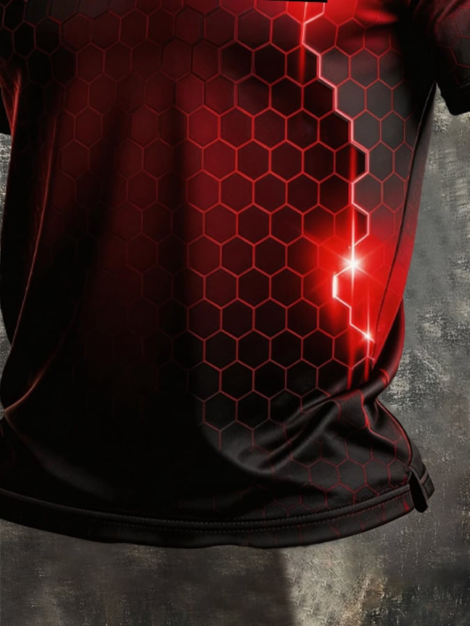 Men's Retro Patriot Color Block Polo Collar Short Sleeve