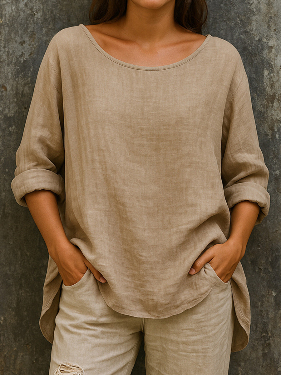 Women's Simple Solid Color Linen Shirt