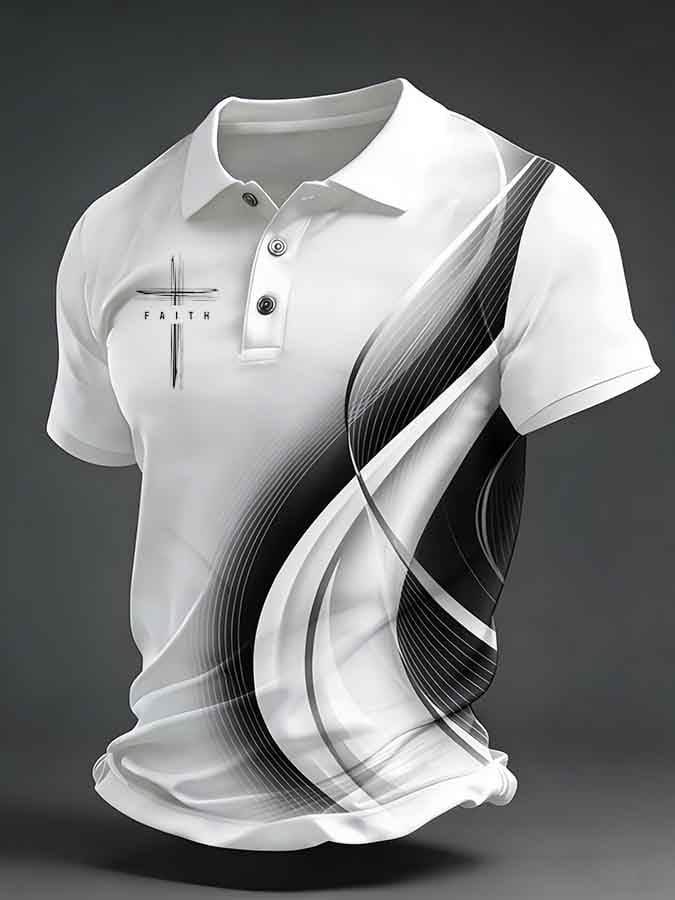 Men's Business Short-Sleeve Polo Shirt with Faith Print