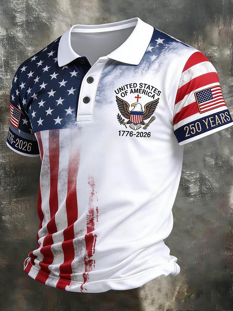 Men's American 250th Anniversary Casual Short-Sleeve Polo Shirt
