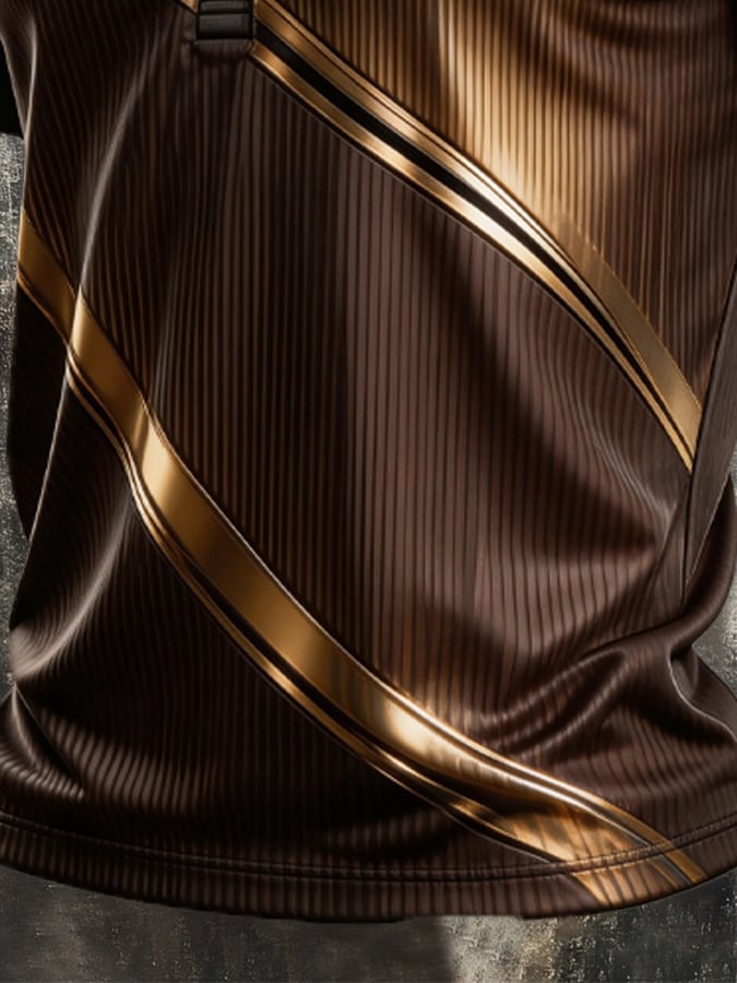 Men's Retro Color-Block Zip-Up T-Shirt