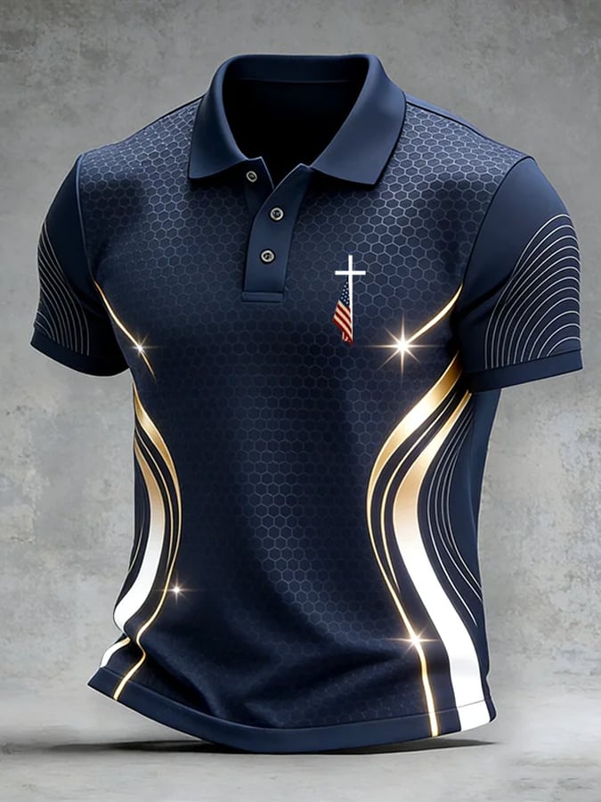 Men's Casual Faith Print Polo Shirt