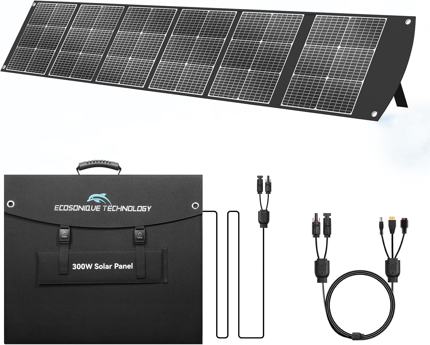 Ecosonique 300W faltbares Solarpanel tragbares Solarmodul monokristallin mit MC4 Anschlüssen für Powerstation Camping Outdoor-Cottauphaus