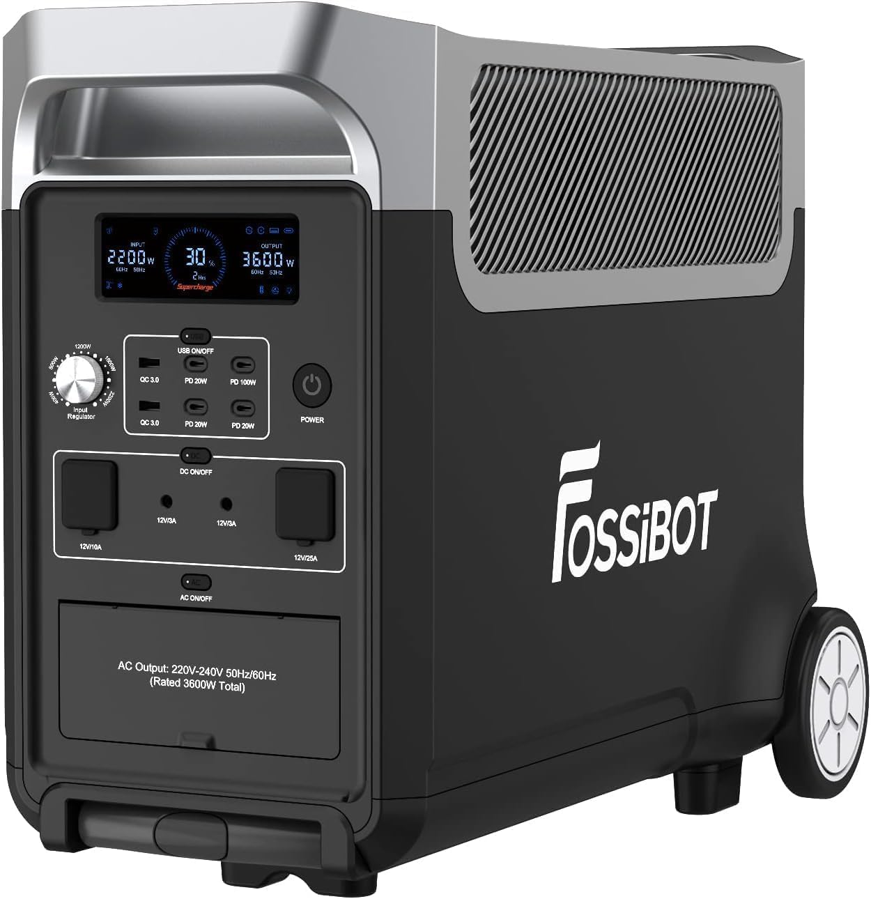 FOSSiBOT F3600 Pro Tragbare Powerstation 3840Wh LiFePO4 Akku, 3600W Ausgang 7200W Spitze, 3x230V AC, Solargenerator für Camping Outdoor Reise Hochleistungs Stromversorgung-Cottauphaus