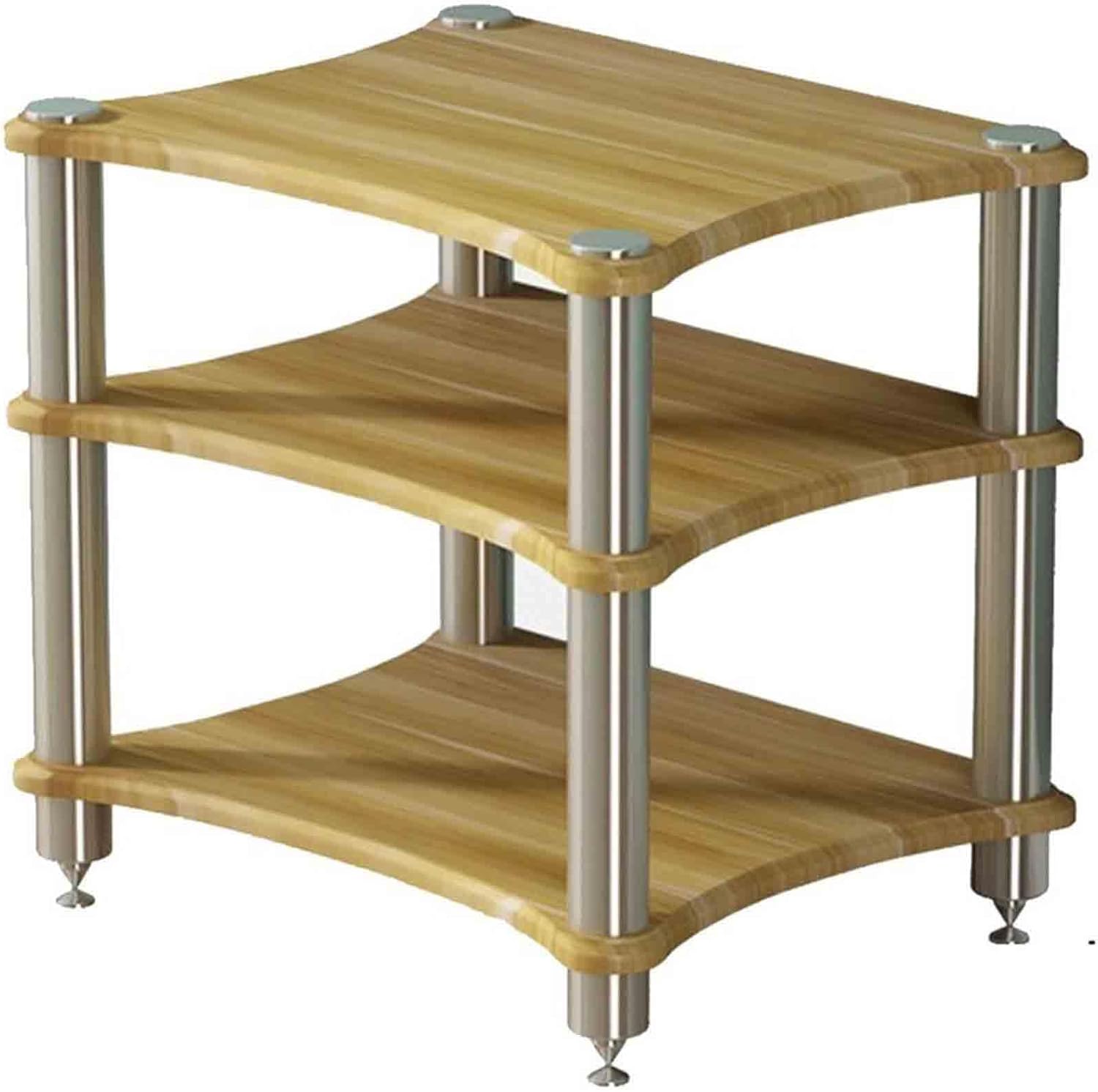 HiFi Audio Ständer 3 Ebenen Verstärker Schrank mit Stoßdämpfenden Füßen Holz Audio Rack Hohe Tragfähigkeit Stereo Möbel-Cottauphaus
