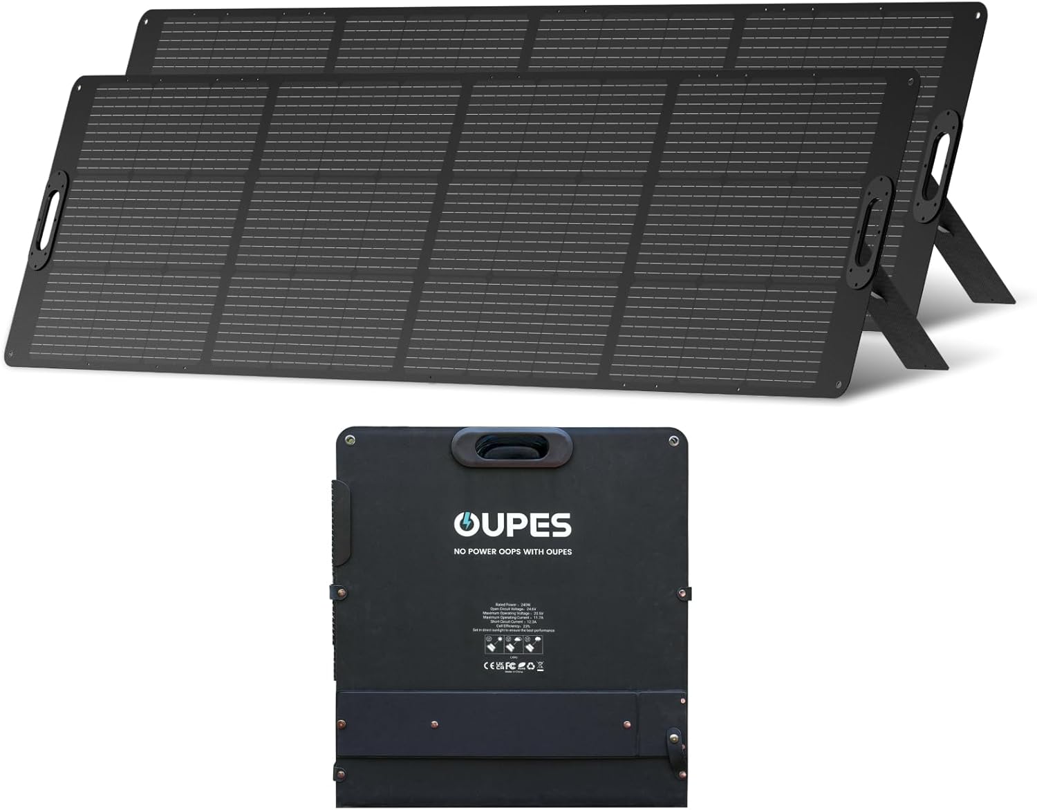 OUPES 480W Tragbares Solarpanel Set 2x240W faltbar mit 23 Prozent Wirkungsgrad, verstellbare Ständer, kompatibel mit OUPES Powerstations für Camping Wohnmobil Reise-Cottauphaus