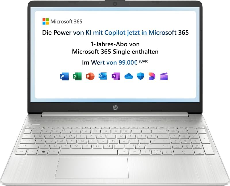 HP 15,6 Zoll Full HD Laptop Intel Celeron N4500 4GB RAM 128GB SSD Intel UHD Grafik Windows 11 Home S Modus Microsoft Office 365 QWERTZ Silber-Cottauphaus