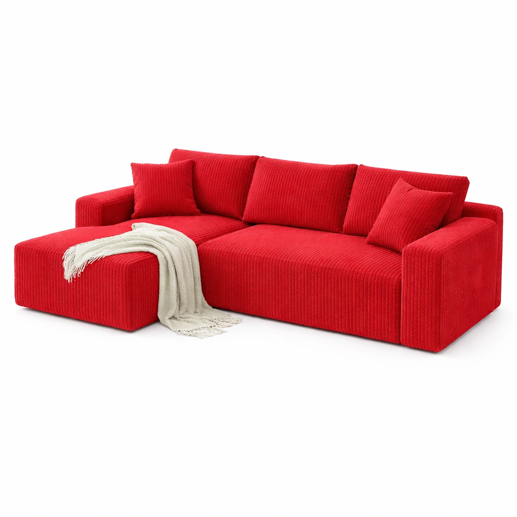 Canap d angle tissu rouge-CasaveraLiving
