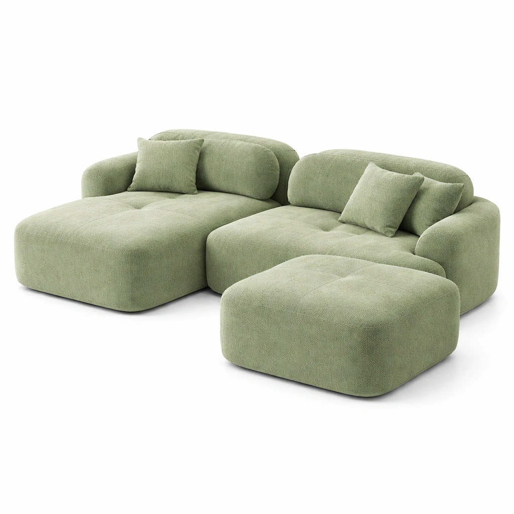 Canap d angle tissu vert-CasaveraLiving