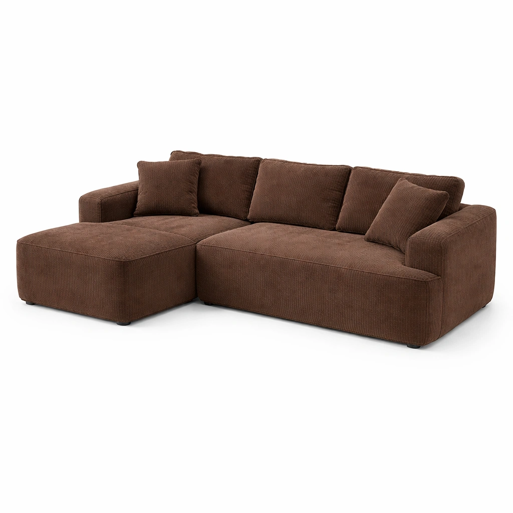 Canap d angle tissu marron-CasaveraLiving