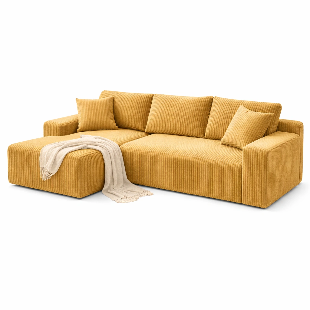 Canap d angle tissu jaune-CasaveraLiving
