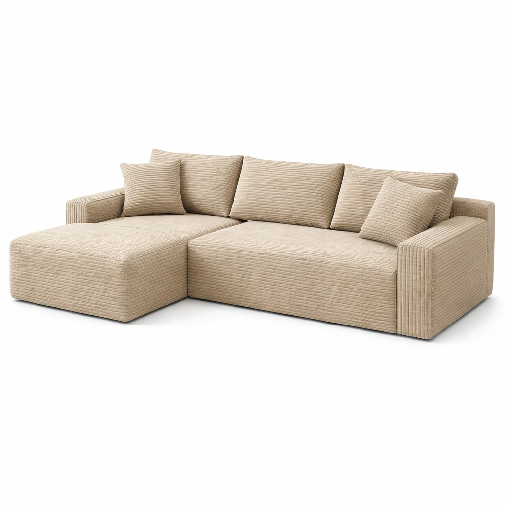 Canap d angle tissu beige-CasaveraLiving