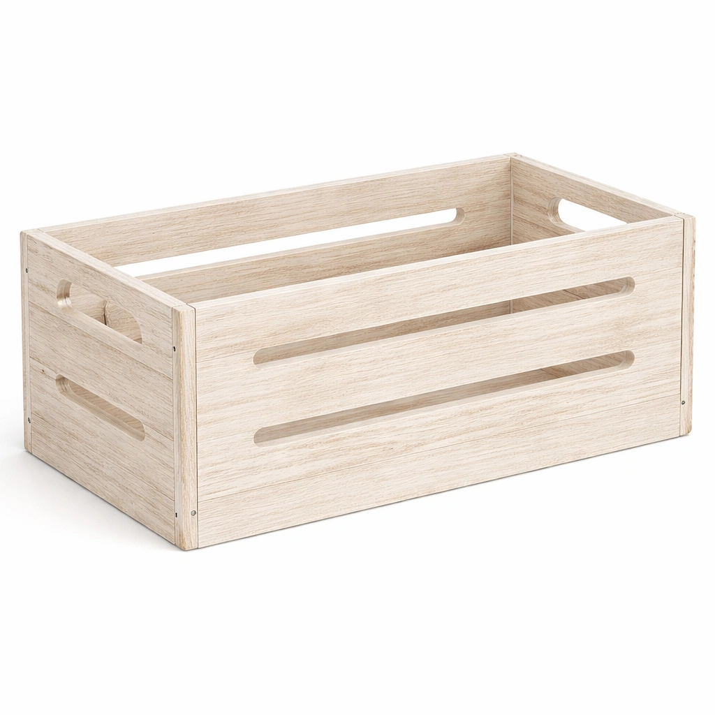 Caisse de rangement en bois clair-CasaveraLiving
