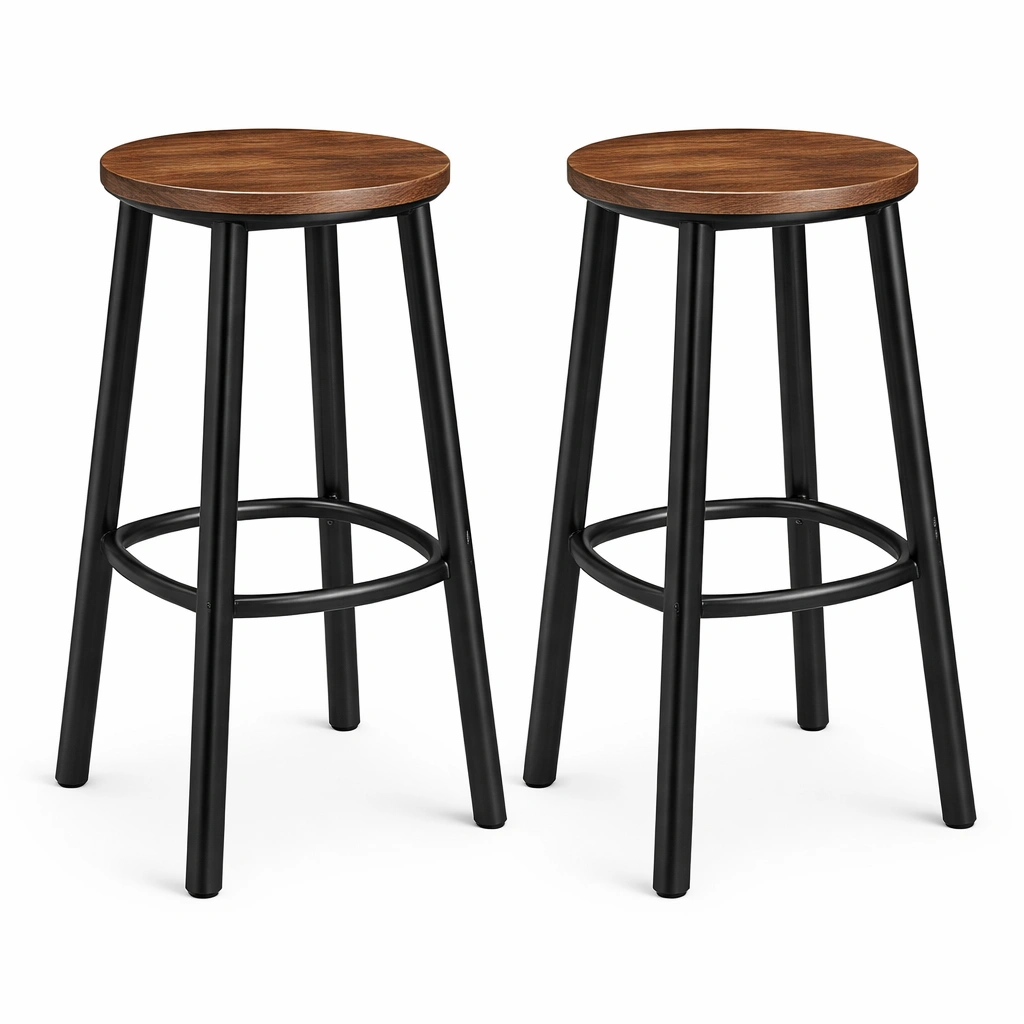 Tabourets bois et noir lot de deux-CasaveraLiving
