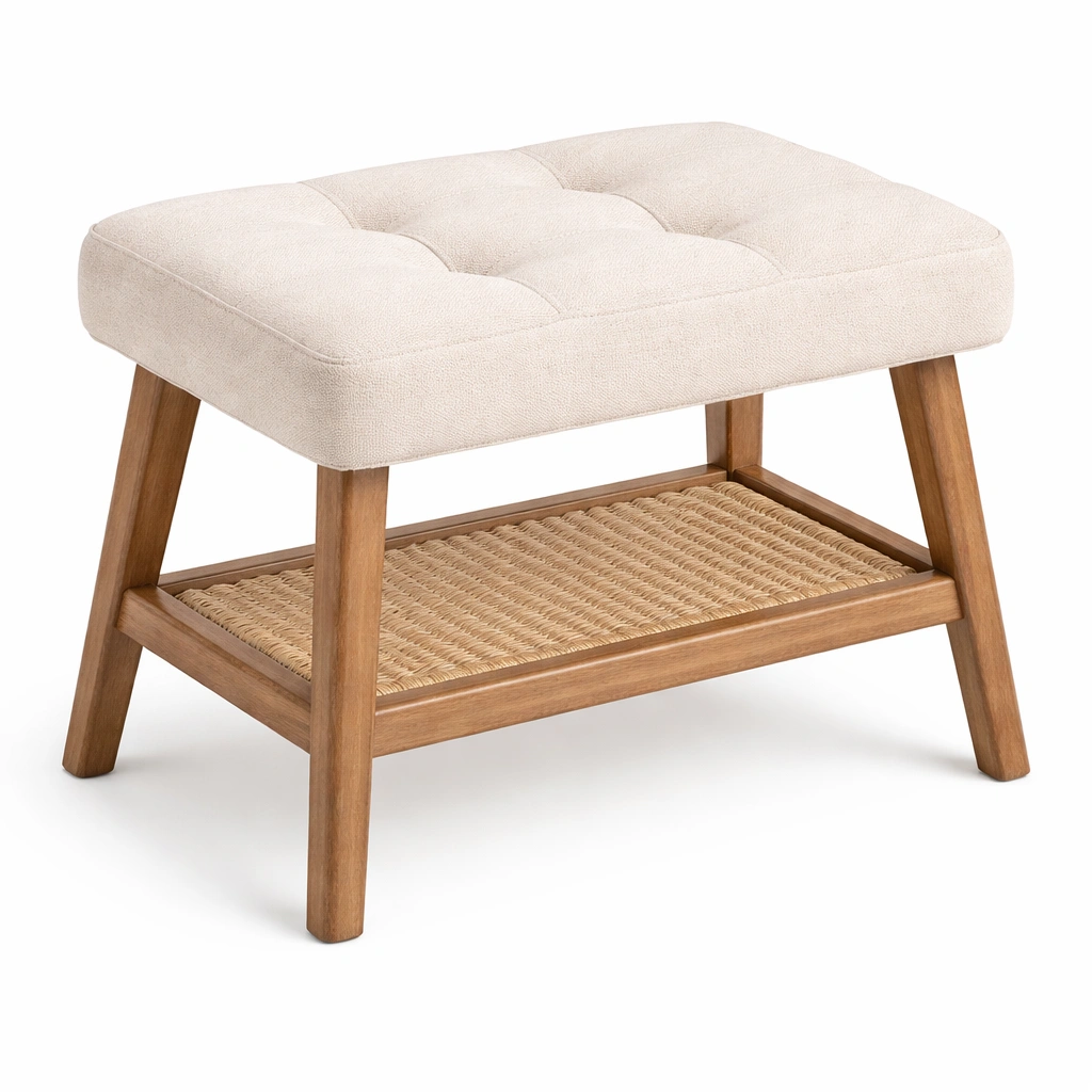Banc repose pieds beige avec tagre-CasaveraLiving