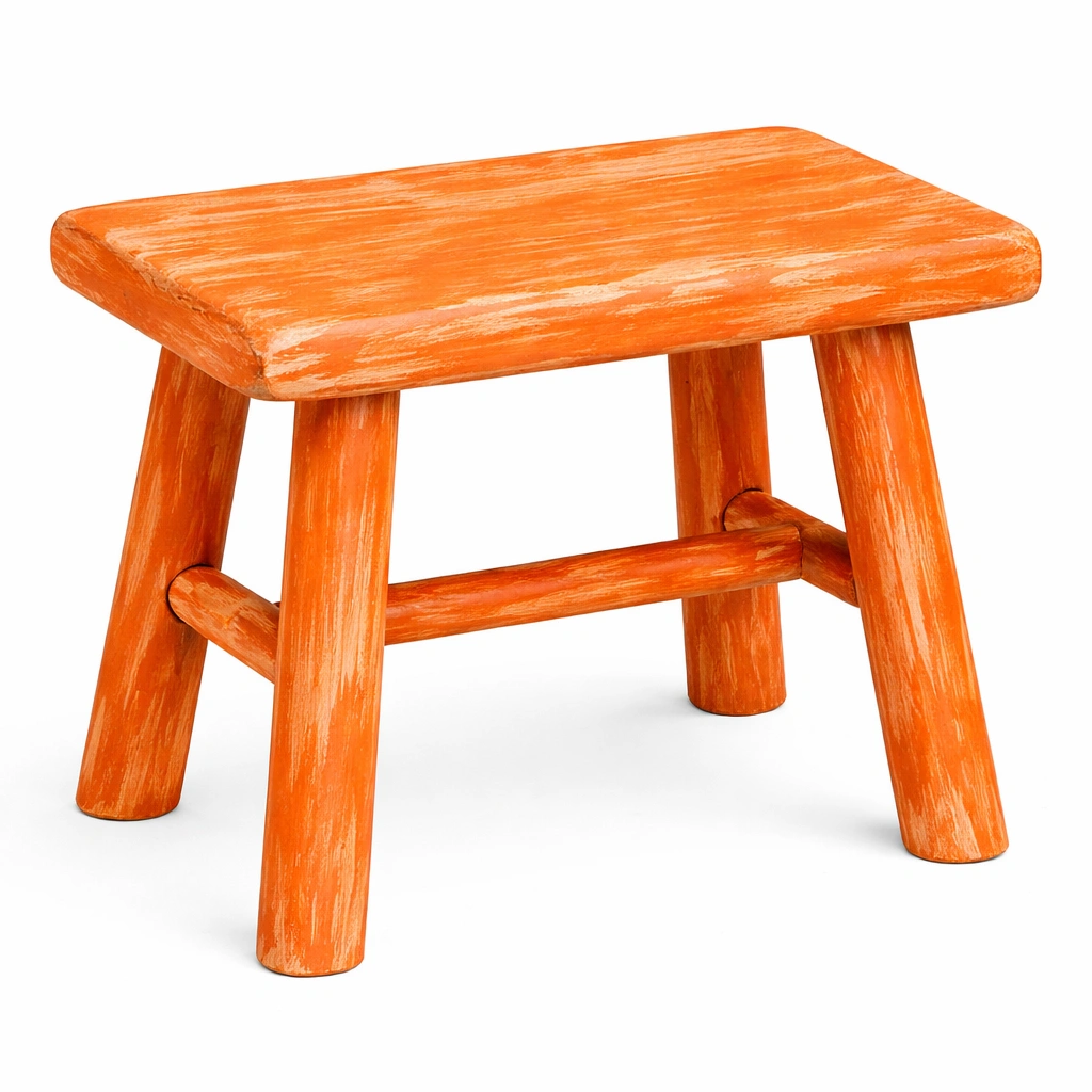 Tabouret bois orange finition vieillie-CasaveraLiving