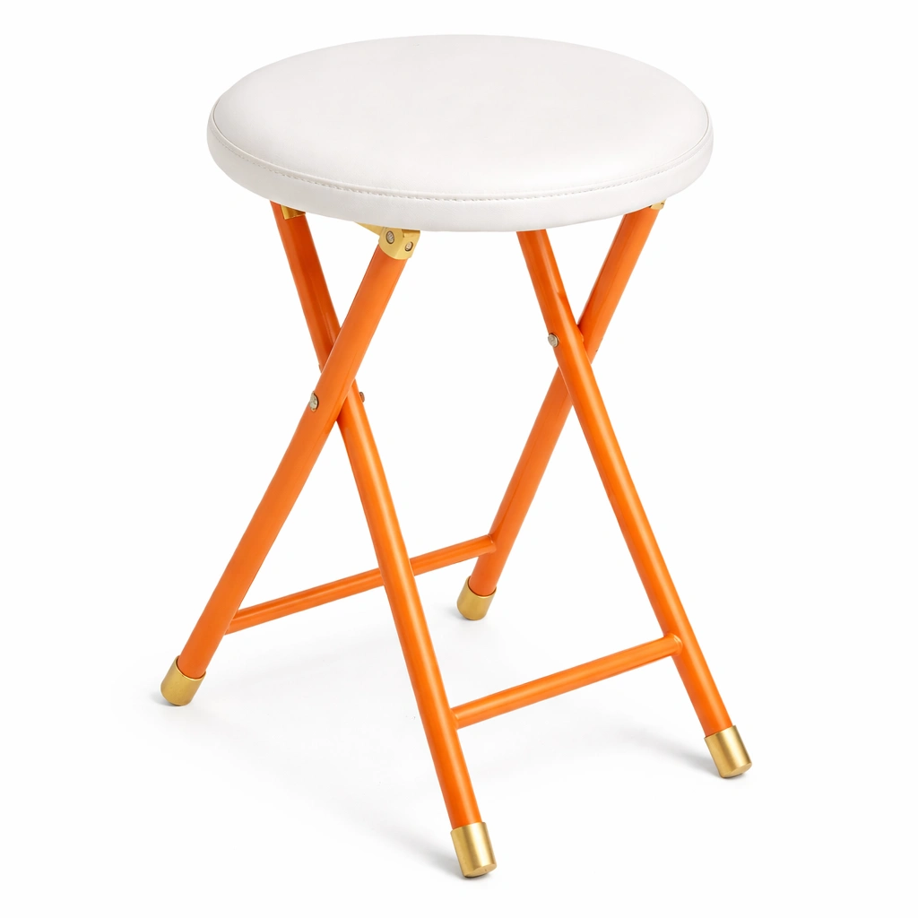 Tabouret pliant blanc et orange-CasaveraLiving