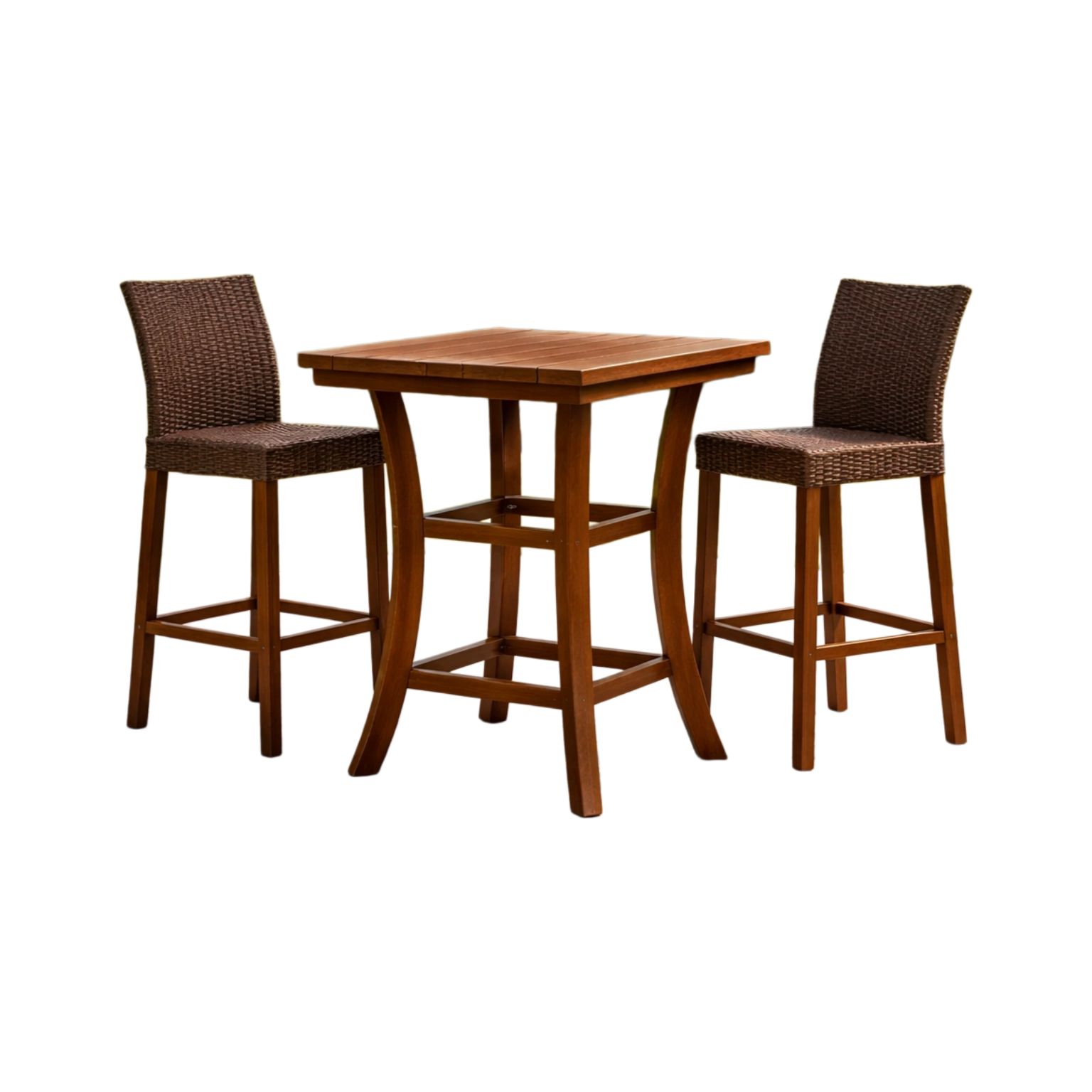 Ensemble de bar en acacia et rotin synthétique avec table et chaises-Homezenora