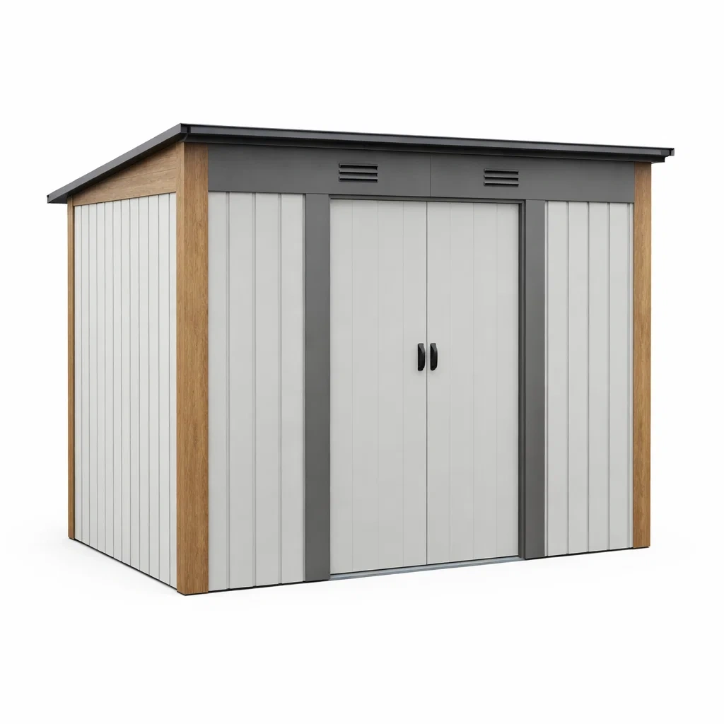 Abri de jardin en polypropylène gris et blanc 240 x 160 x 180 cm-DWELLMEADOW
