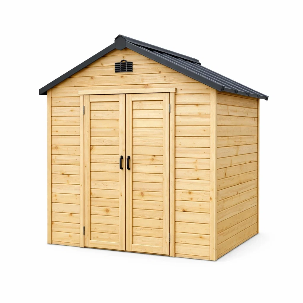 Abri de jardin en bois avec toit métallique 200 x 150 x 210 cm-DWELLMEADOW