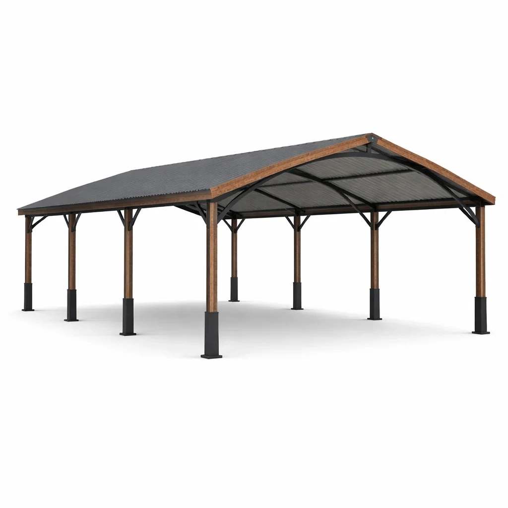 Abri voiture en métal et bois 1000 x 600 x 350 cm-DWELLMEADOW