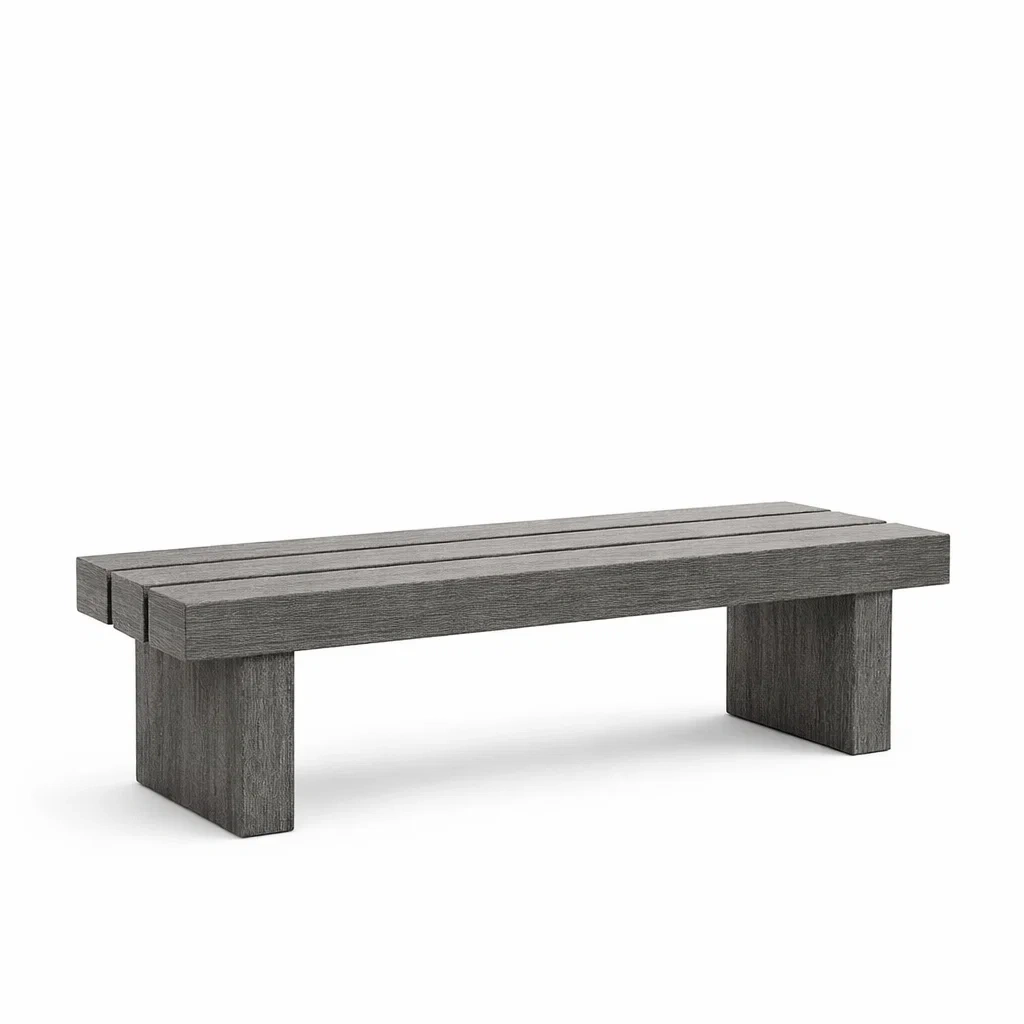 Banc rectangulaire en bois composite gris-DWELLMEADOW