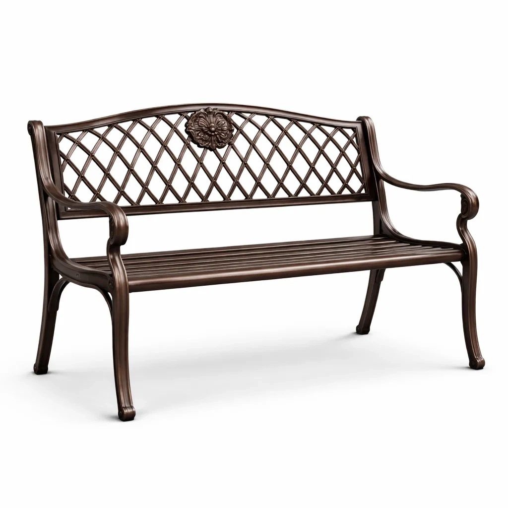 Banc de jardin en métal marron-DWELLMEADOW
