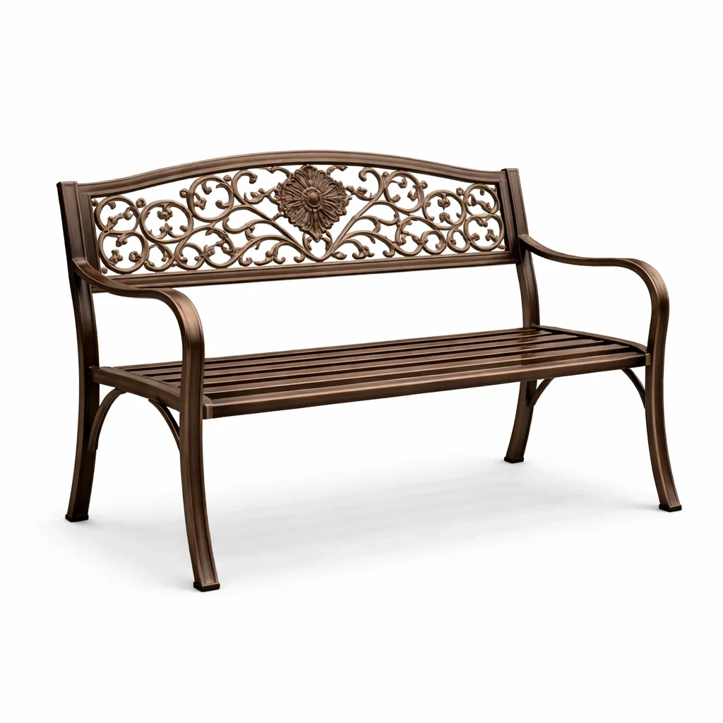 Banc de jardin en métal brun-DWELLMEADOW