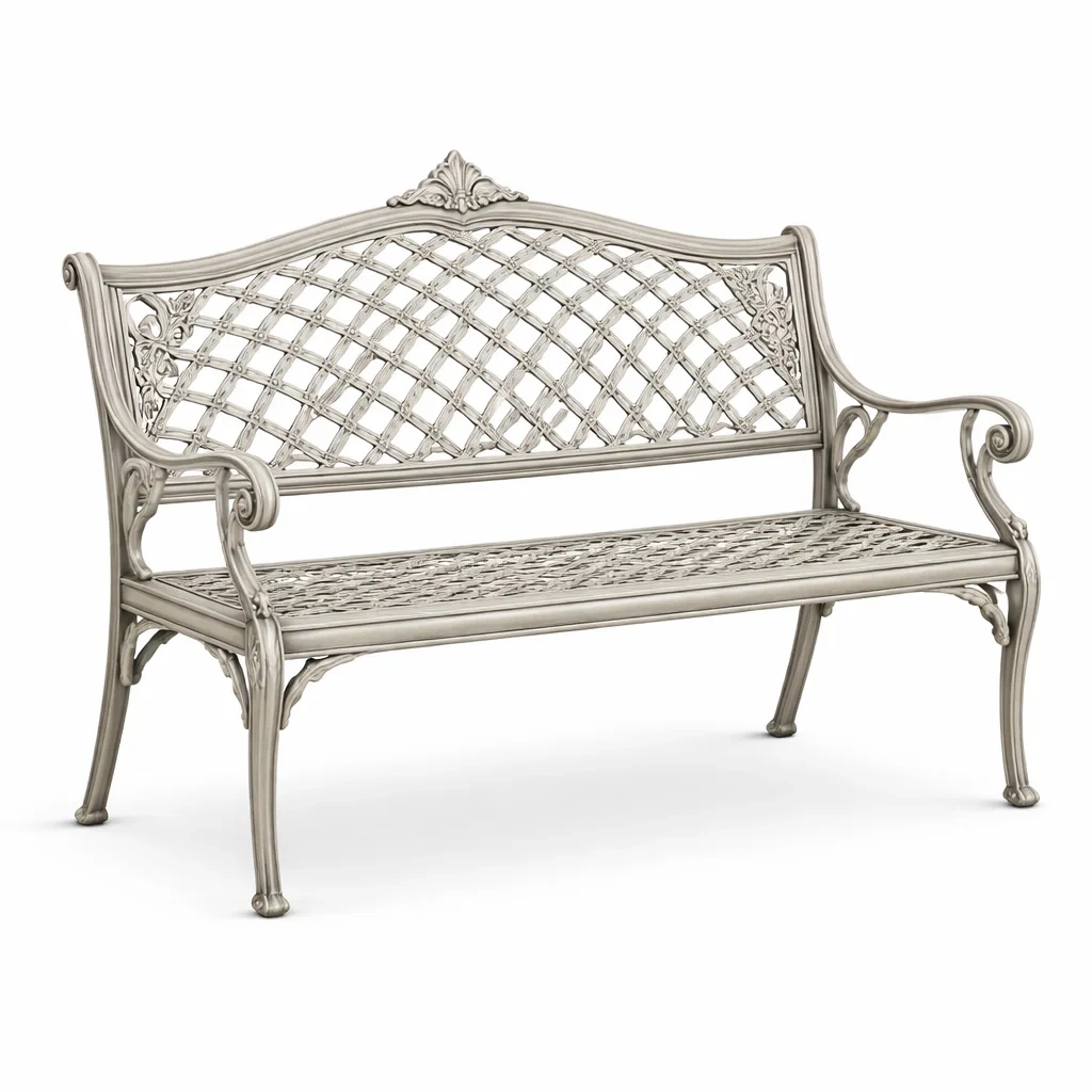 Banc de jardin en métal couleur argent-DWELLMEADOW